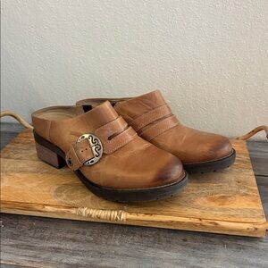 Dromedaris Karina Scrunched Leather Clog Mule Saddle excellent condition 40